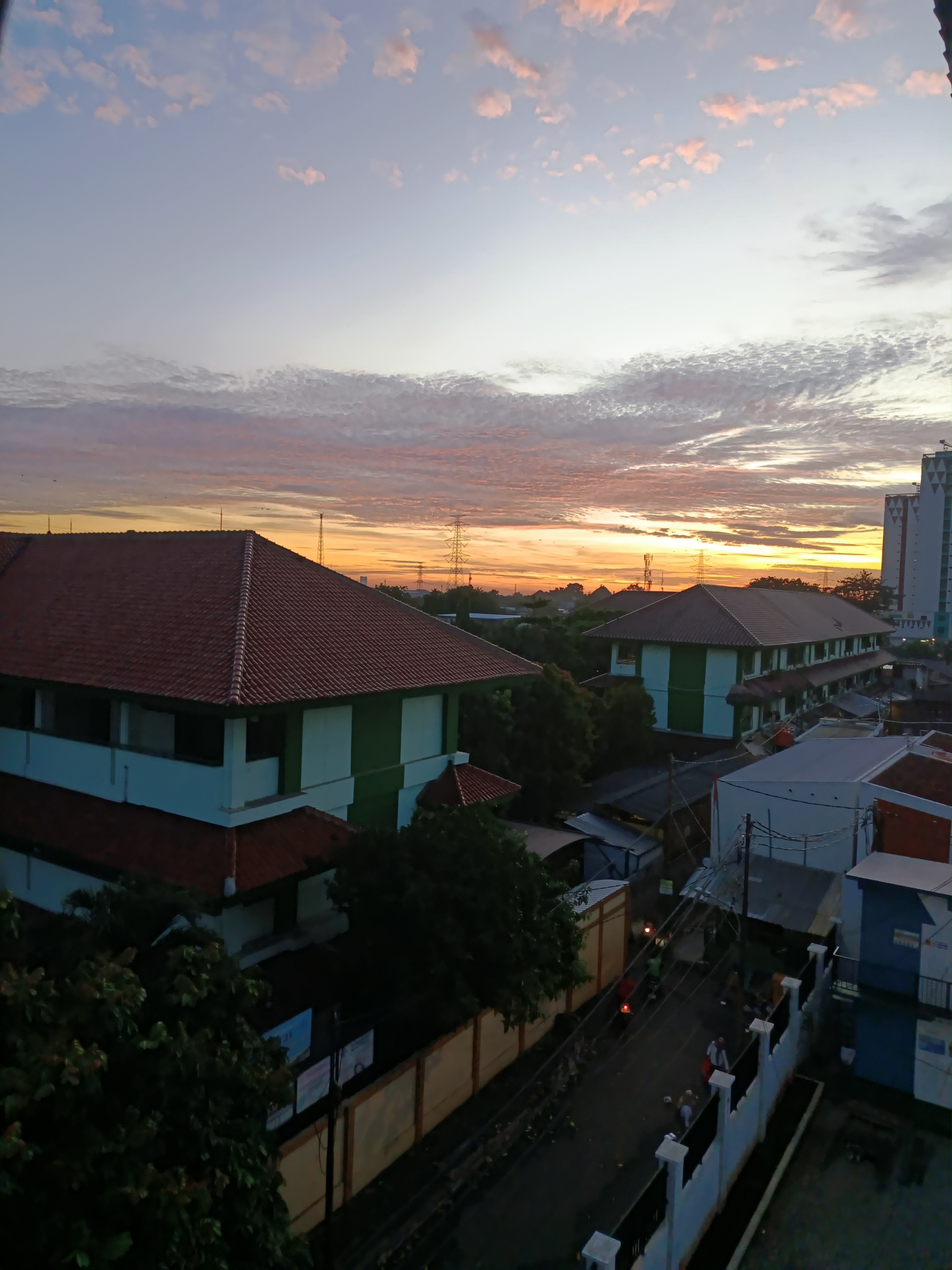 A morning view outside school from the server room on graduation day